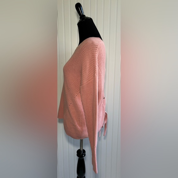 Lucky Brand Back Lace Pullover Sweater Chunky Knit Pale Pink Womens Size Small - Picture 4 of 16